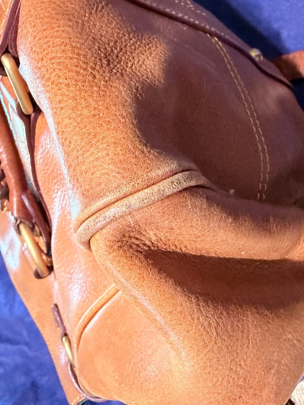 Dooney & Bourke Cognac Leather Shoulder Bag with Braided Handles LARGE - Picture 5 of 12